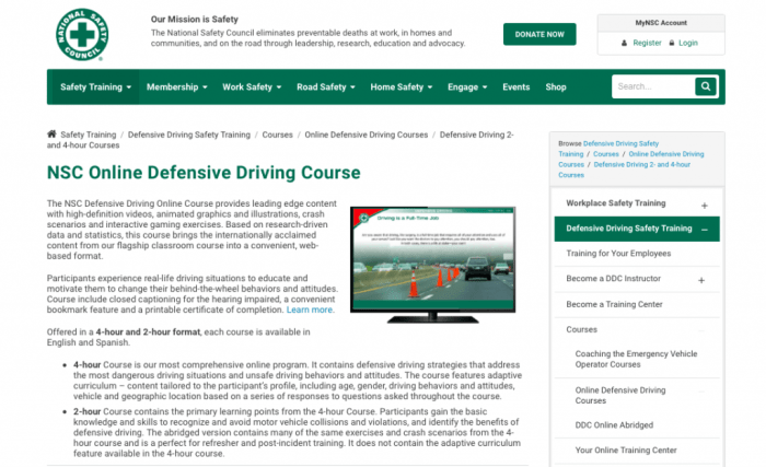 Nsc defensive driving course answers