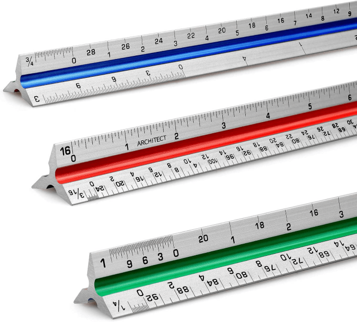 A common scale on a machinist's rule is